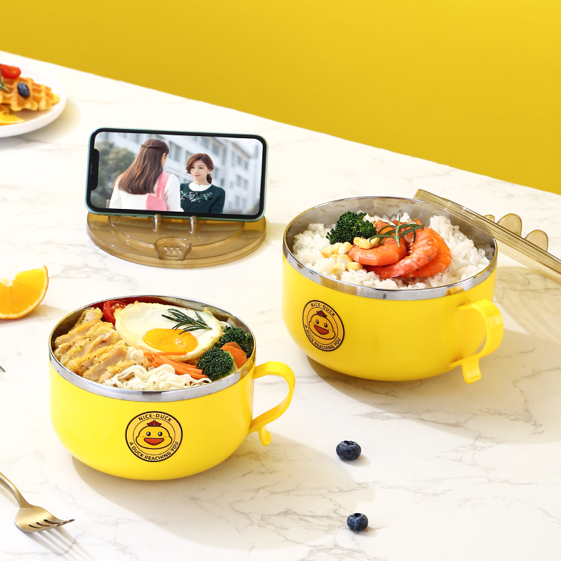 Stainless Steel Noodle Bowl with Lid, 15–17cm – Duck Design