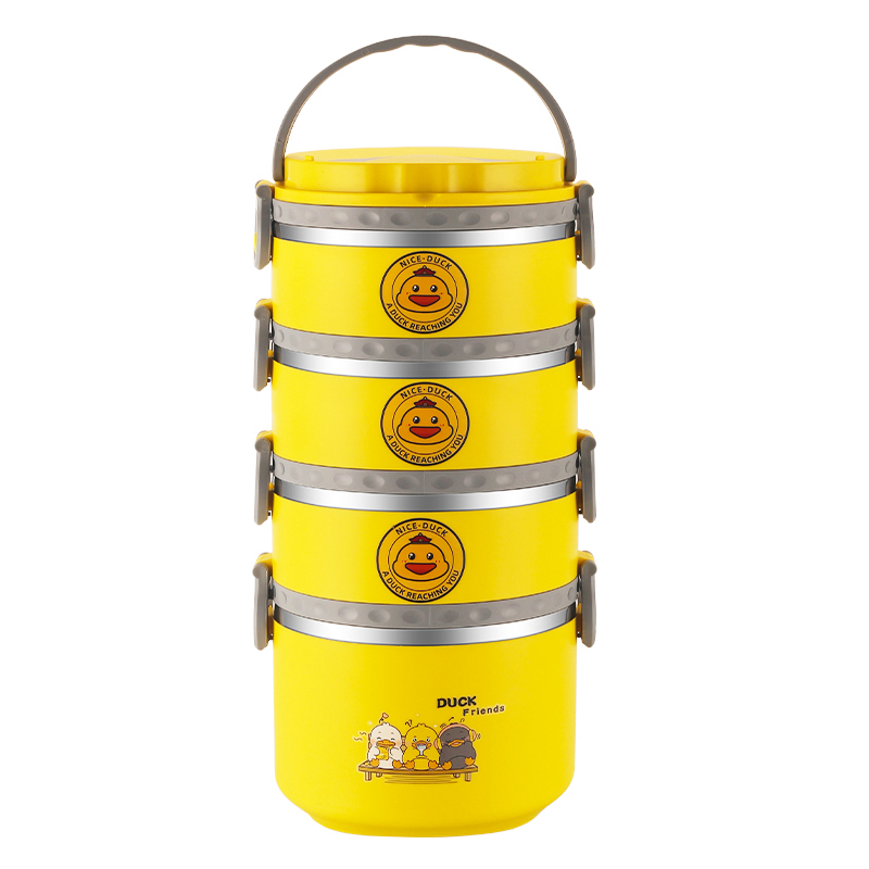 Modular Stackable Stainless Steel Lunch Box, 1–3-Tier – Duck Design